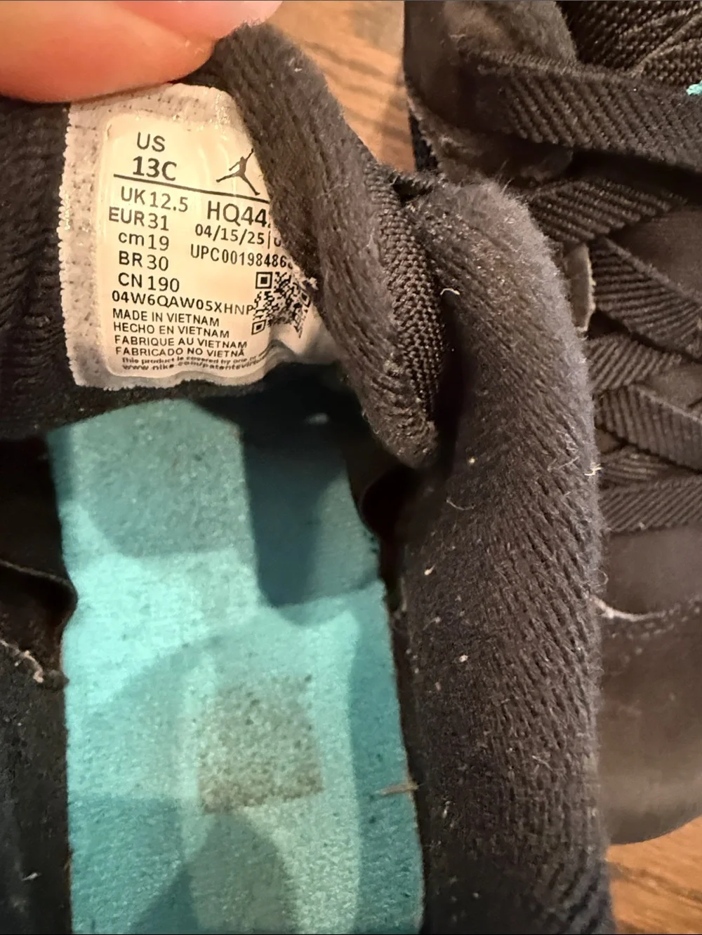 Jordan Kids MVP 92 Black Sneakers with Teal Accents